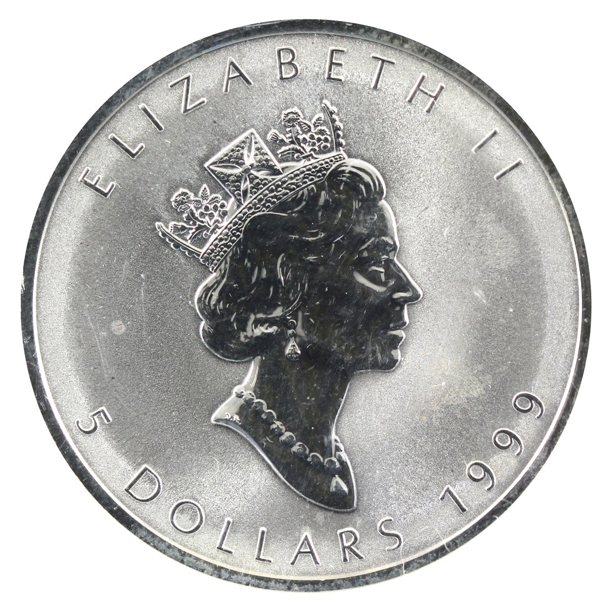 1999 Canada $5 Rabbit Privy Mark 1oz Silver Maple Leaf (No Tax) May be Lightly Toned