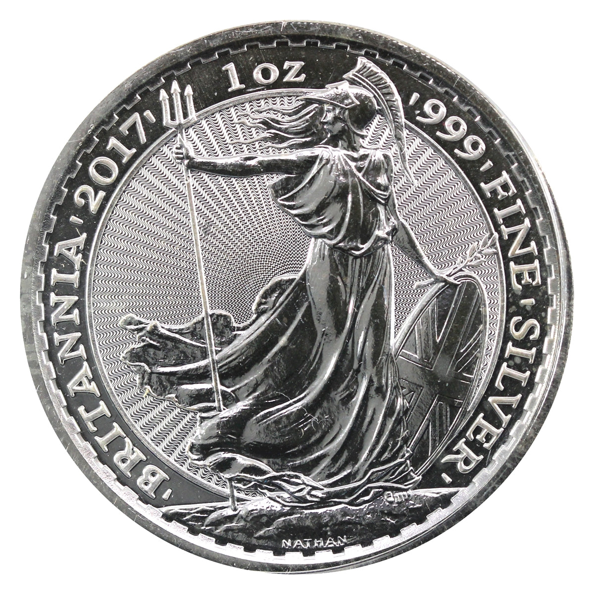 2017 Great Britain £2 Britannia 1oz .999 Silver (No Tax) Lightly Toned/Minor Scratches