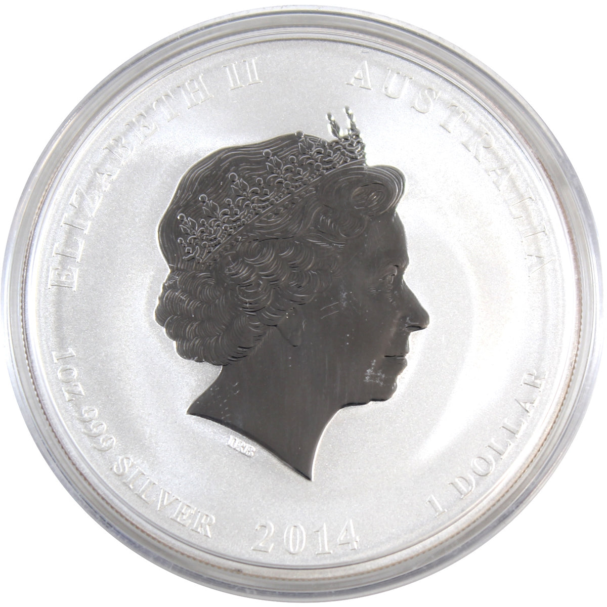 2014 Australia $1 Year of the Horse 1oz .999 Silver (No Tax) - Capsule Scratched