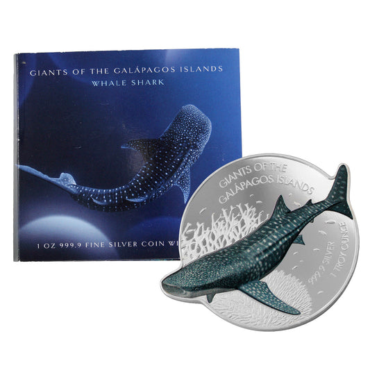 2021 Solomon Islands $2 Whale Shark 1oz Silver (No Tax) Light Wear/Light Toning