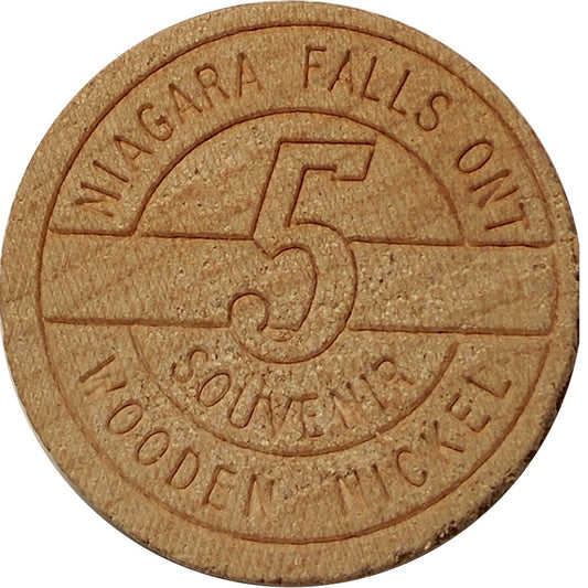 Niagara Falls Wooden Nickel Souvenir, Canada's Year Round Vacation.