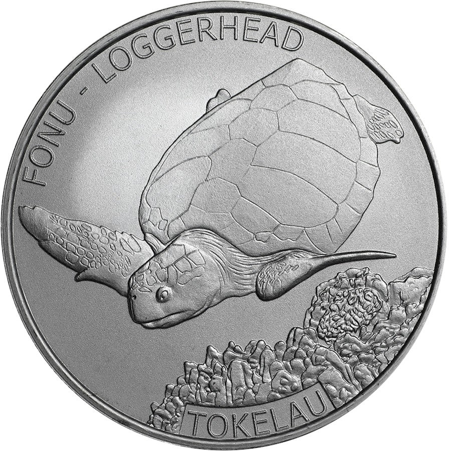 2019 Tokelau $5 Loggerhead Turtle 1oz. .999 Fine Silver (No Tax) lightly toned