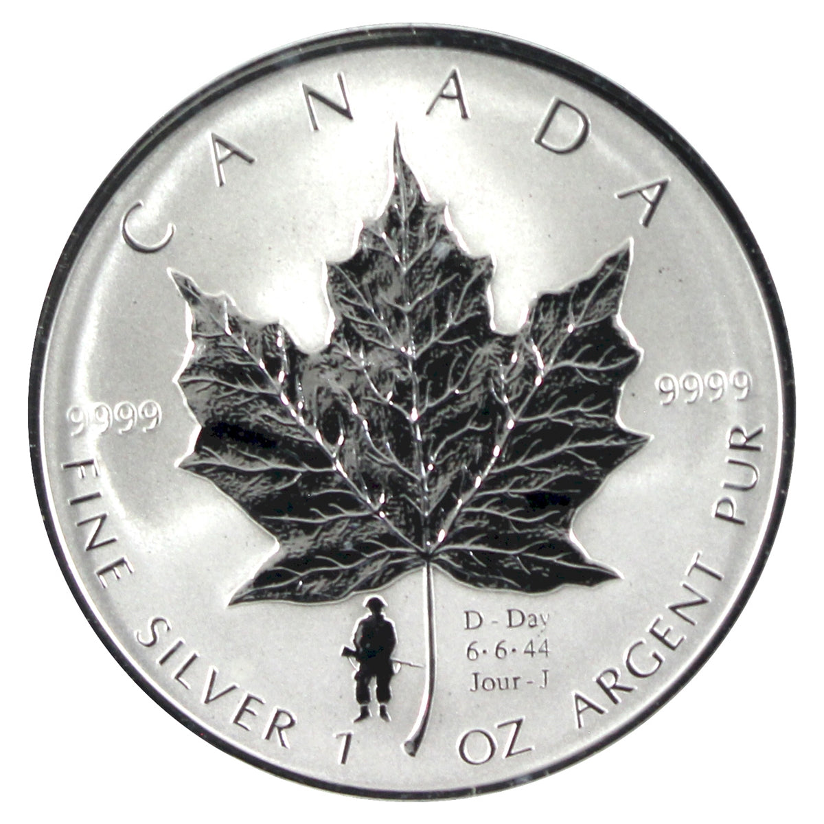2004 Canada $5 D-Day Privy Mark Silver Maple Leaf (No Tax)