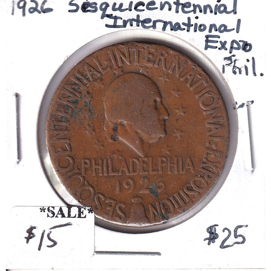 1926 USA Sesquicentennial International Exposition in Philadelphia Medallion