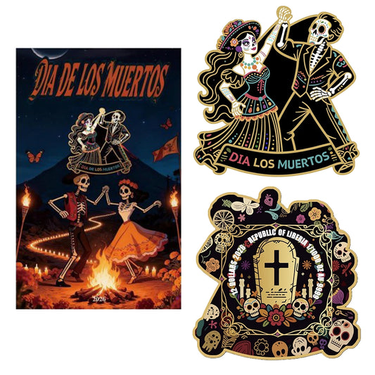 2026 Liberia $12 Dia De los Muertos: Bailando 1/1000oz 24K .9999 Gold (No Tax)
