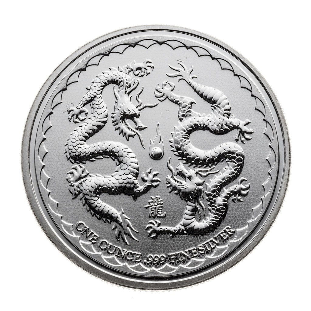 2018 Niue $2 Double Dragon 1oz. .999 Fine Silver (No Tax) Light Toning