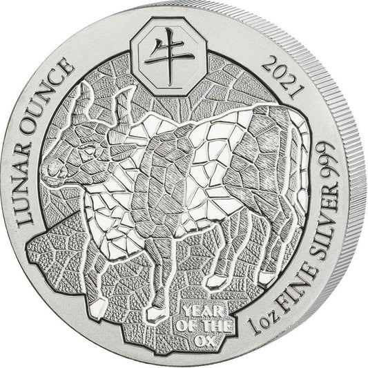 2021 Rwanda 50 RWF Francs Year of the Ox 1oz. .999 Silver (No Tax)