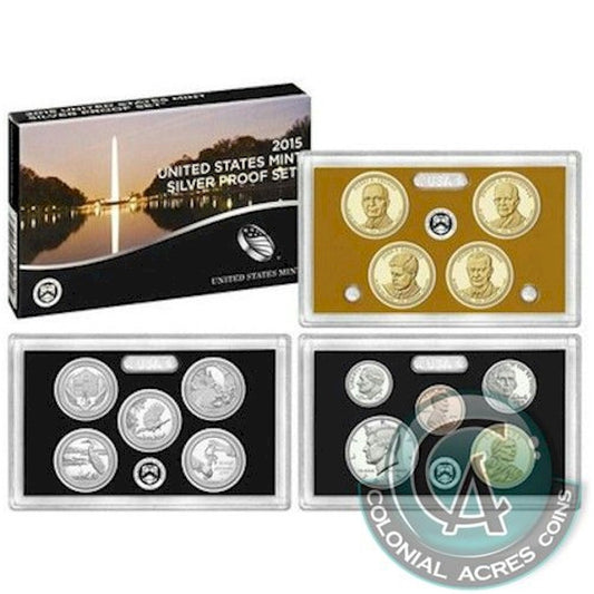 2015 S USA Silver Proof Set (Some toning, light wear on cases/sleeve)