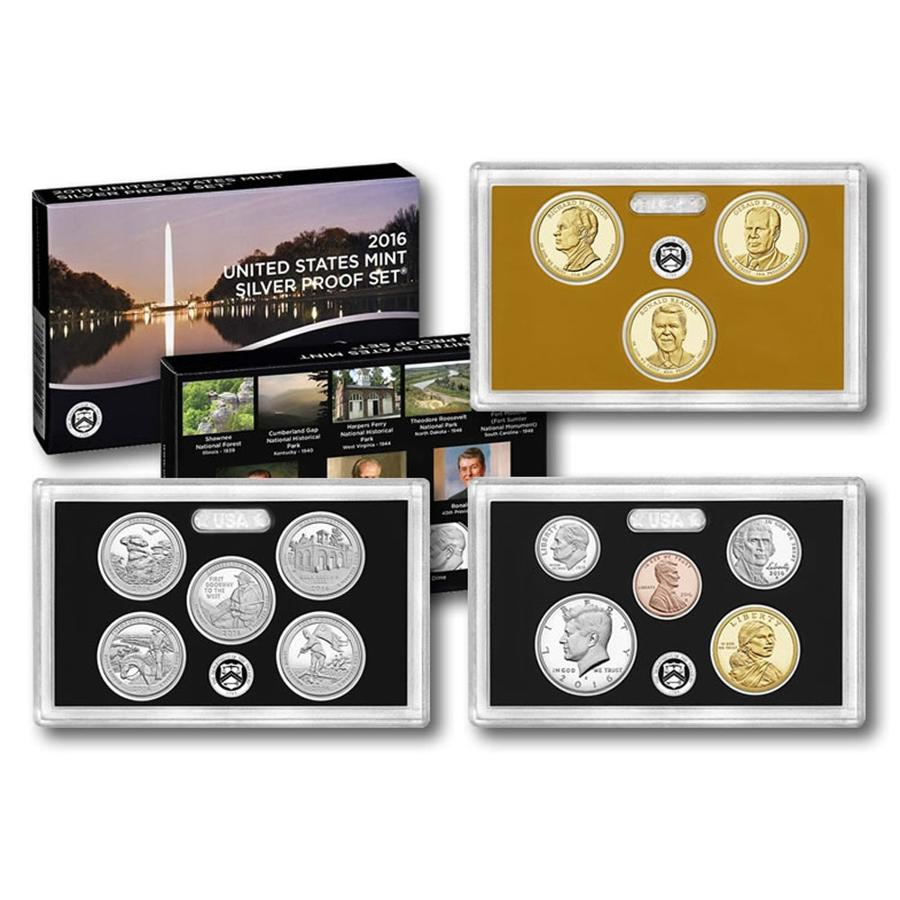 2016 S USA Silver Proof Set (Some toning, light wear on cases/sleeve)