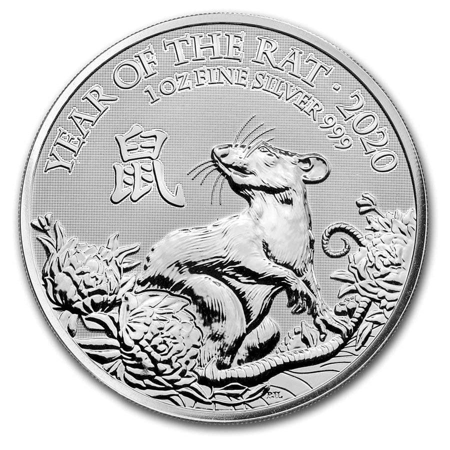 2020 Great Britain 2-Pounds Year of the Rat 1oz. .999 Silver (No Tax)