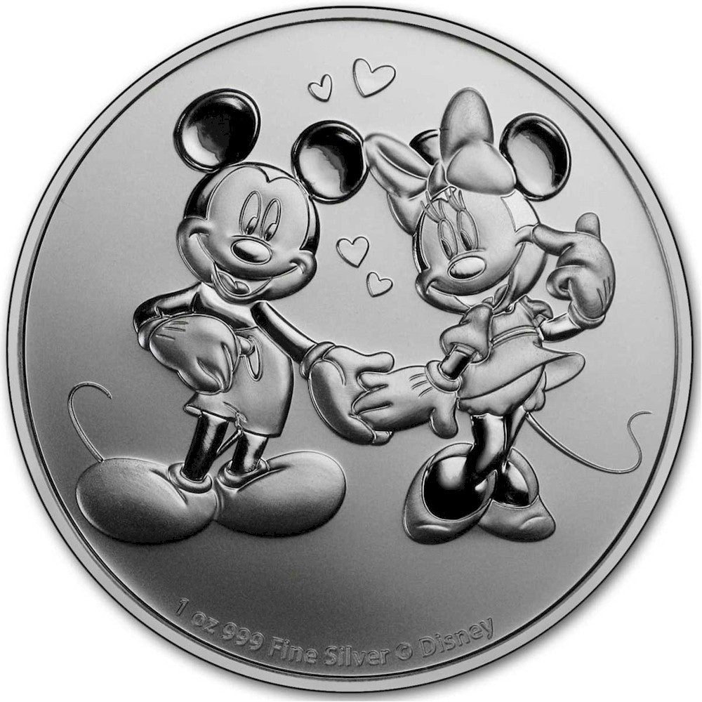2020 Niue $2 Mickey & Minnie Mouse 1oz. .999 Silver (No Tax) Hairline Scratches
