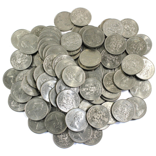 Lot of 100x 1980 Canada 50-cents, 100Pcs