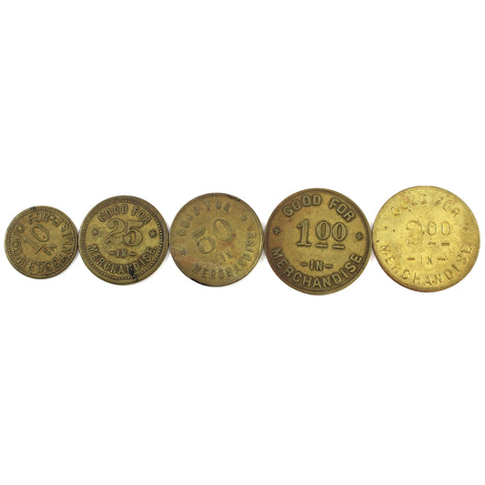 Lot of 5x Various H. Bartholomew, Gen'l Merchant, Vanessa, Ont., Merchant Tokens, 5Pcs