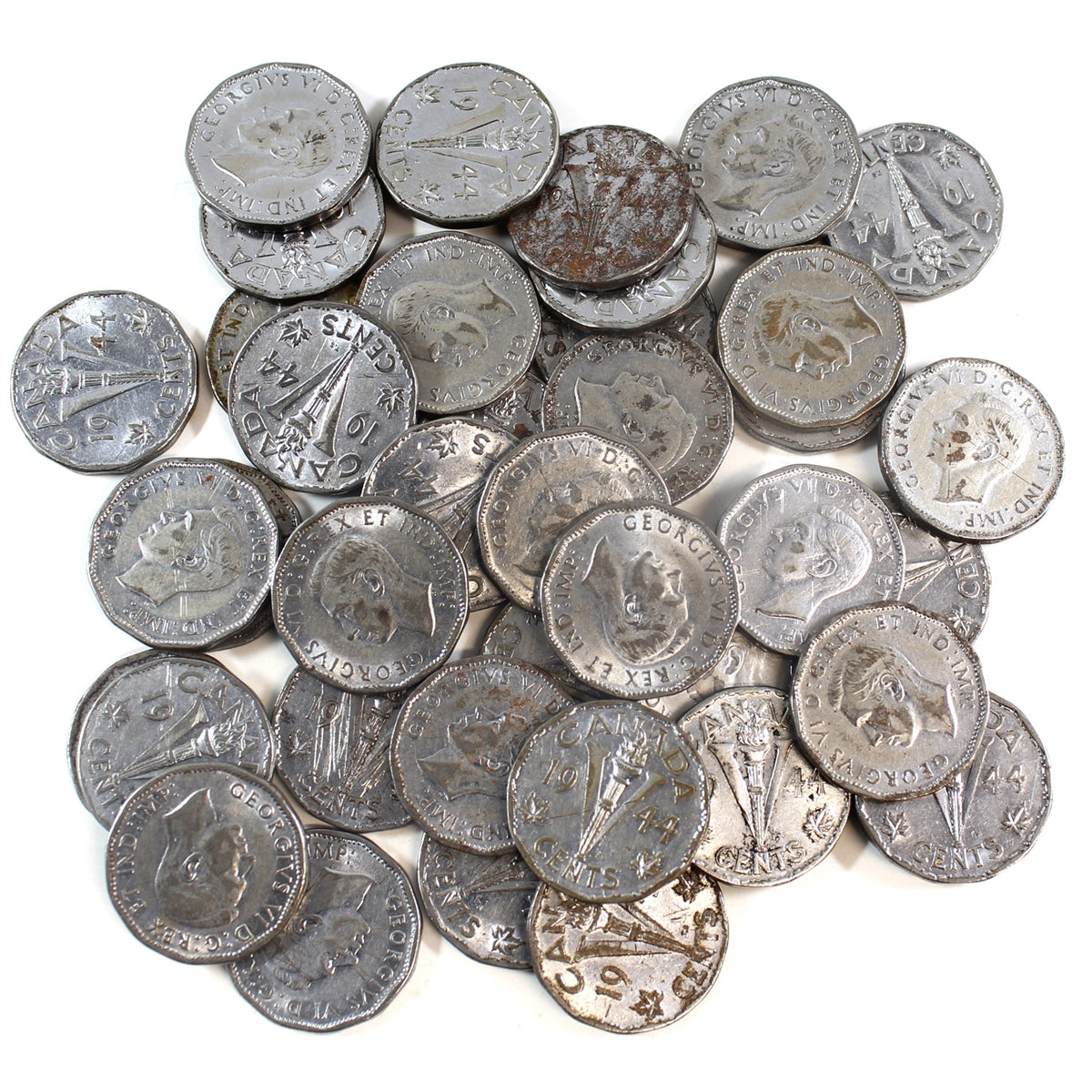 1944 Canada George VI 5-Cents Roll of 40Pcs, Circulated / Average Condition
