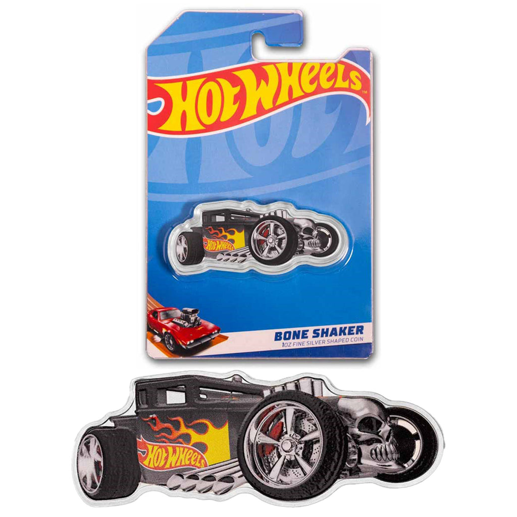 PAMP 2024 Solomon Is. $2 Hot Wheels™ Bone Shaker 1oz Silver (No Tax) Holder Imp.