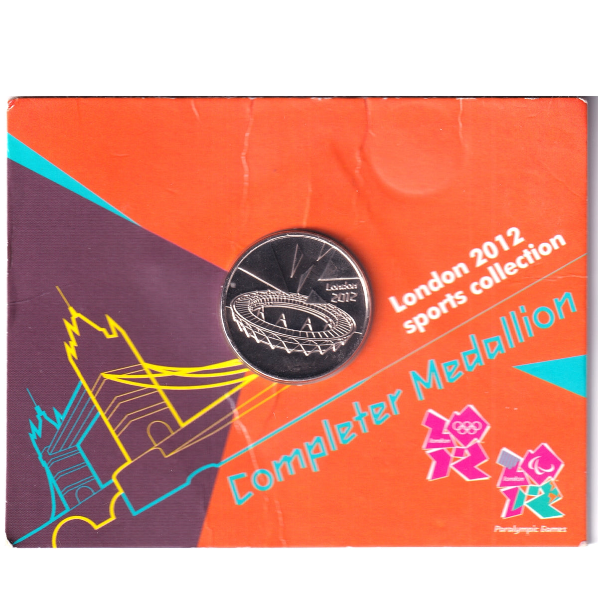 London 2012 Olympic Sports Collection Completer Medallion (Fingerprints, card creased)