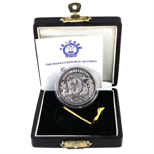 China 1986 5 Yuan Giant Panda .900 Silver in Case (Impaired)