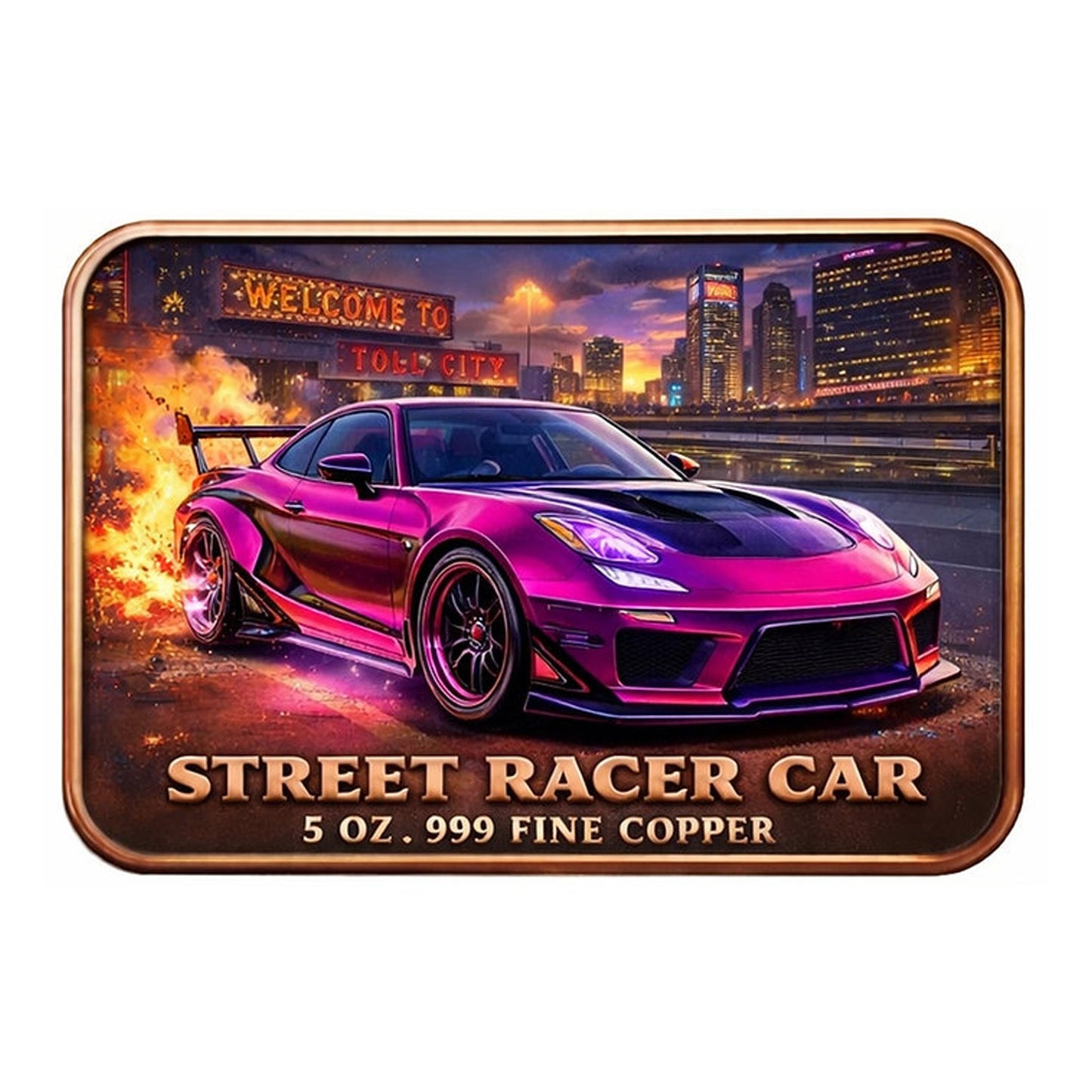 Pedal to the Metal Automotives: Street Racer Car 5oz .999 Fine Copper Bar