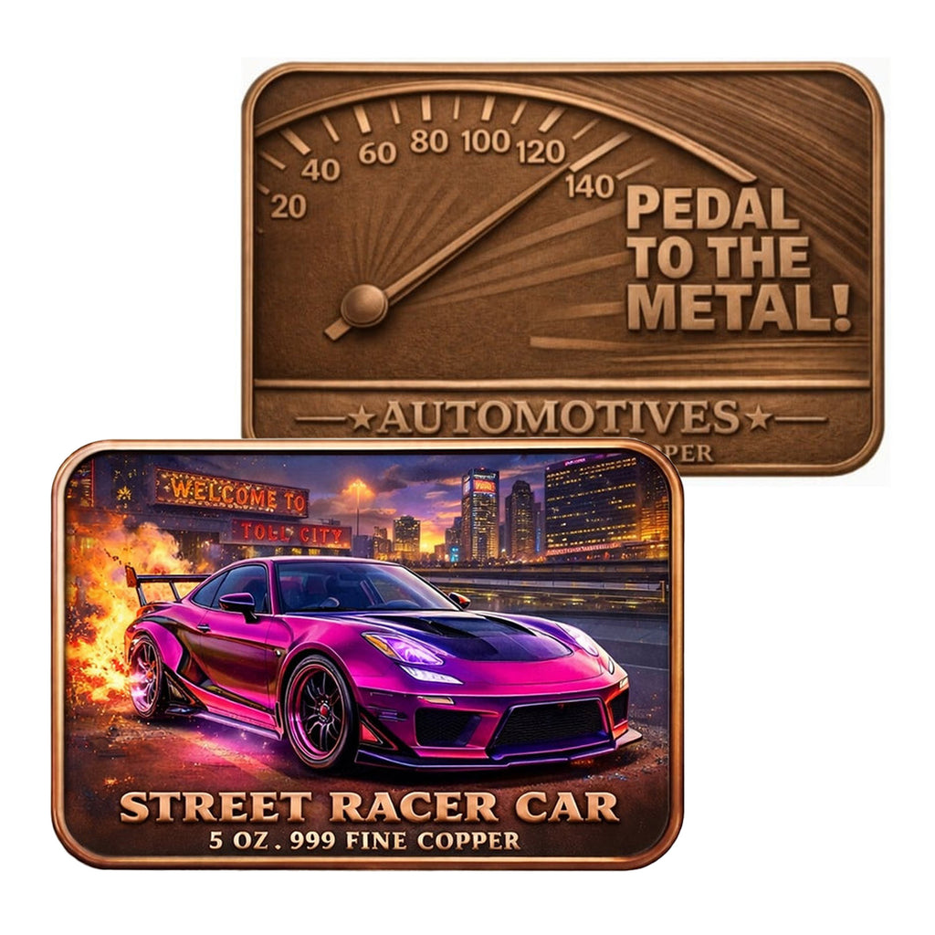 Pedal to the Metal Automotives: Street Racer Car 5oz .999 Fine Copper Bar