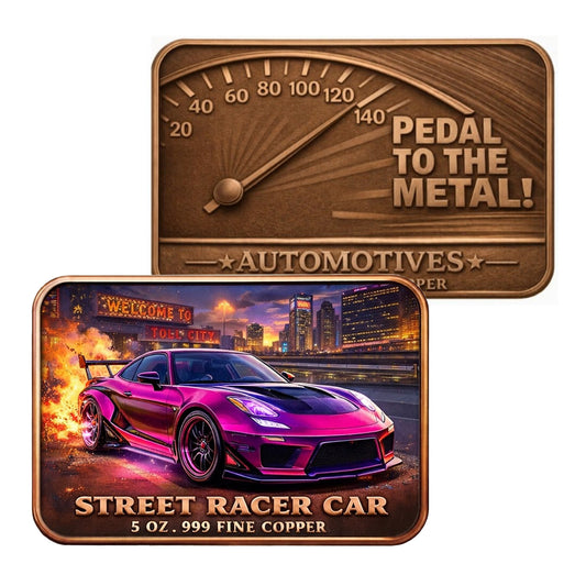 Pedal to the Metal Automotives: Street Racer Car 5oz .999 Fine Copper Bar