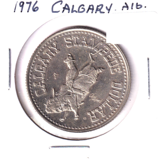 1976 Calgary Stampede Dollar: Calgary Salutes US Bicentennial (Lightly toned/spots)