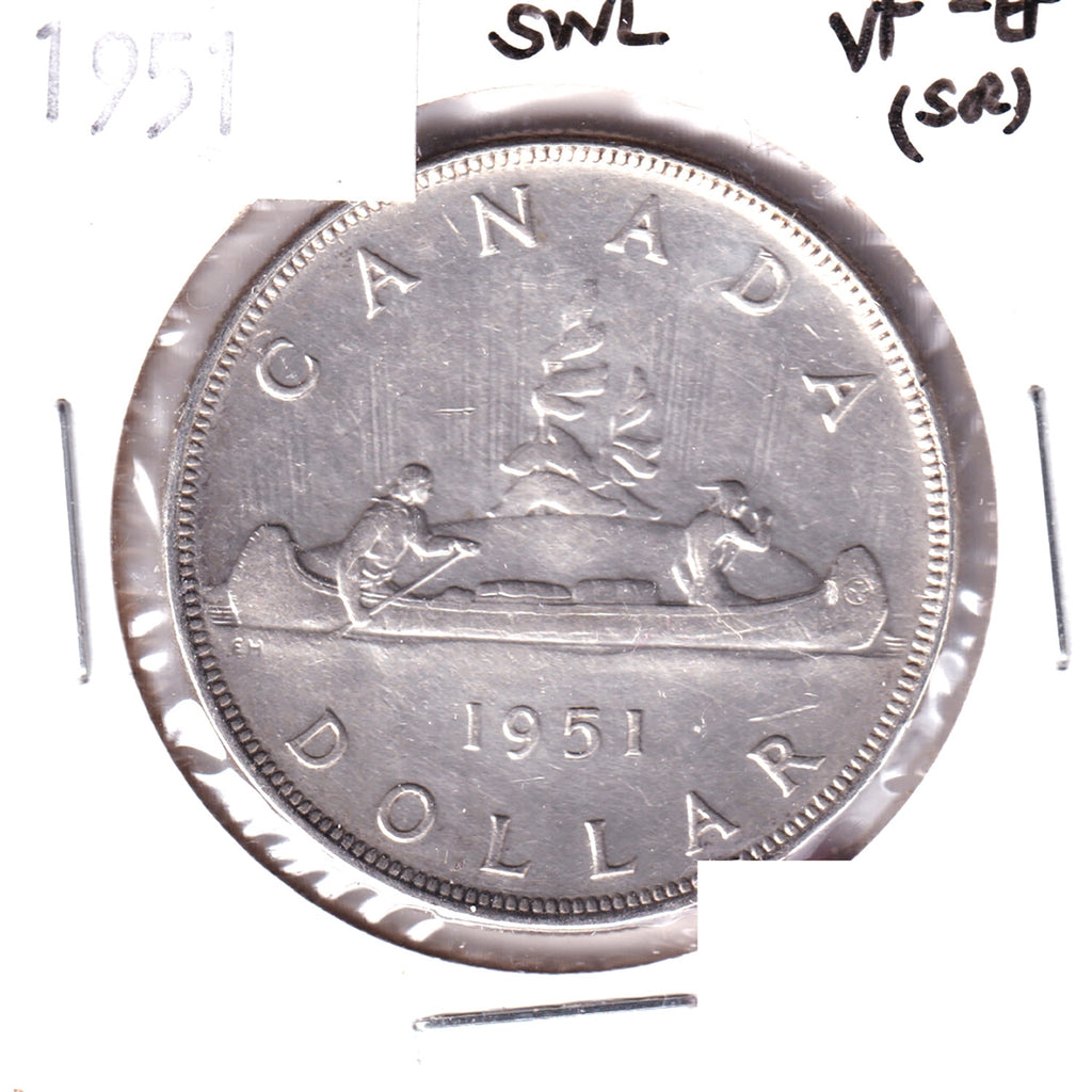 1951 SWL Canada Dollar VF-EF (VF30) Scratched, cleaned, or impaired