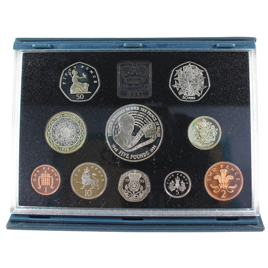 1998 Great Britain Proof Coin Collection of 10 Coins in Case (Toned)