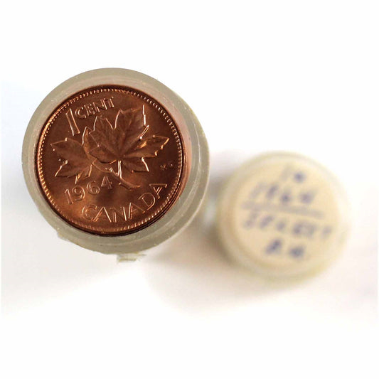 1964 Canada 1-cent Roll of 50Pcs, Brilliant Uncirculated (Mint State) Some toned