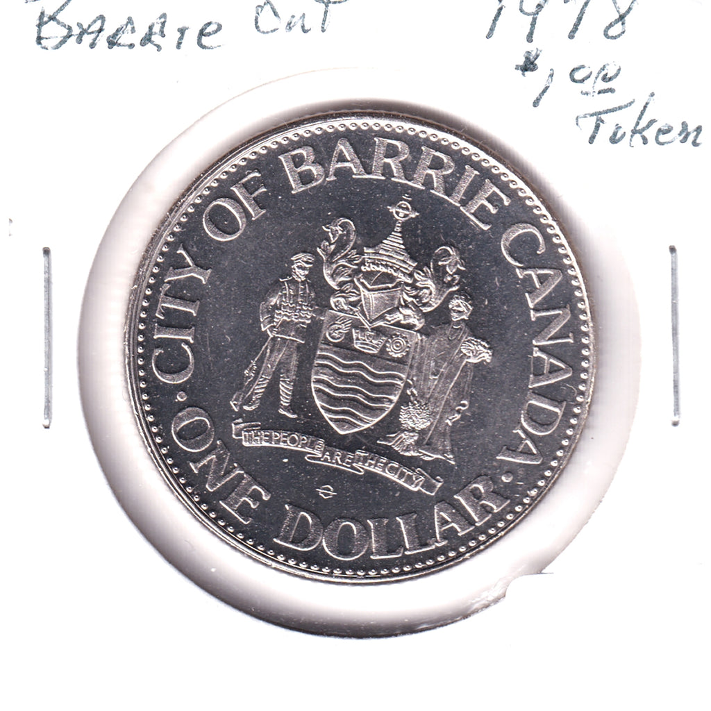 1978 Barrie, ON, 125th Anniversary Trade Dollar Token: Steam Train