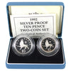 Great Britain 1992 2-coin 10 Pence Silver Proof Set in Case (Marks, capsule scratched)