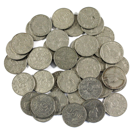 1929 Canada George V 5-Cents Roll of 40Pcs, Circulated Condition