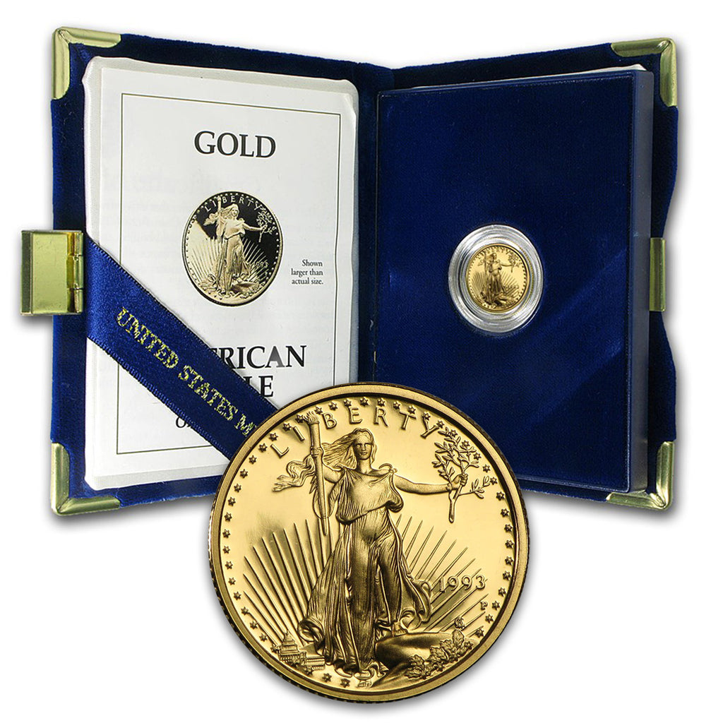 1993-P USA $5 Proof American Gold Eagle 1/10oz Gold w Box & COA