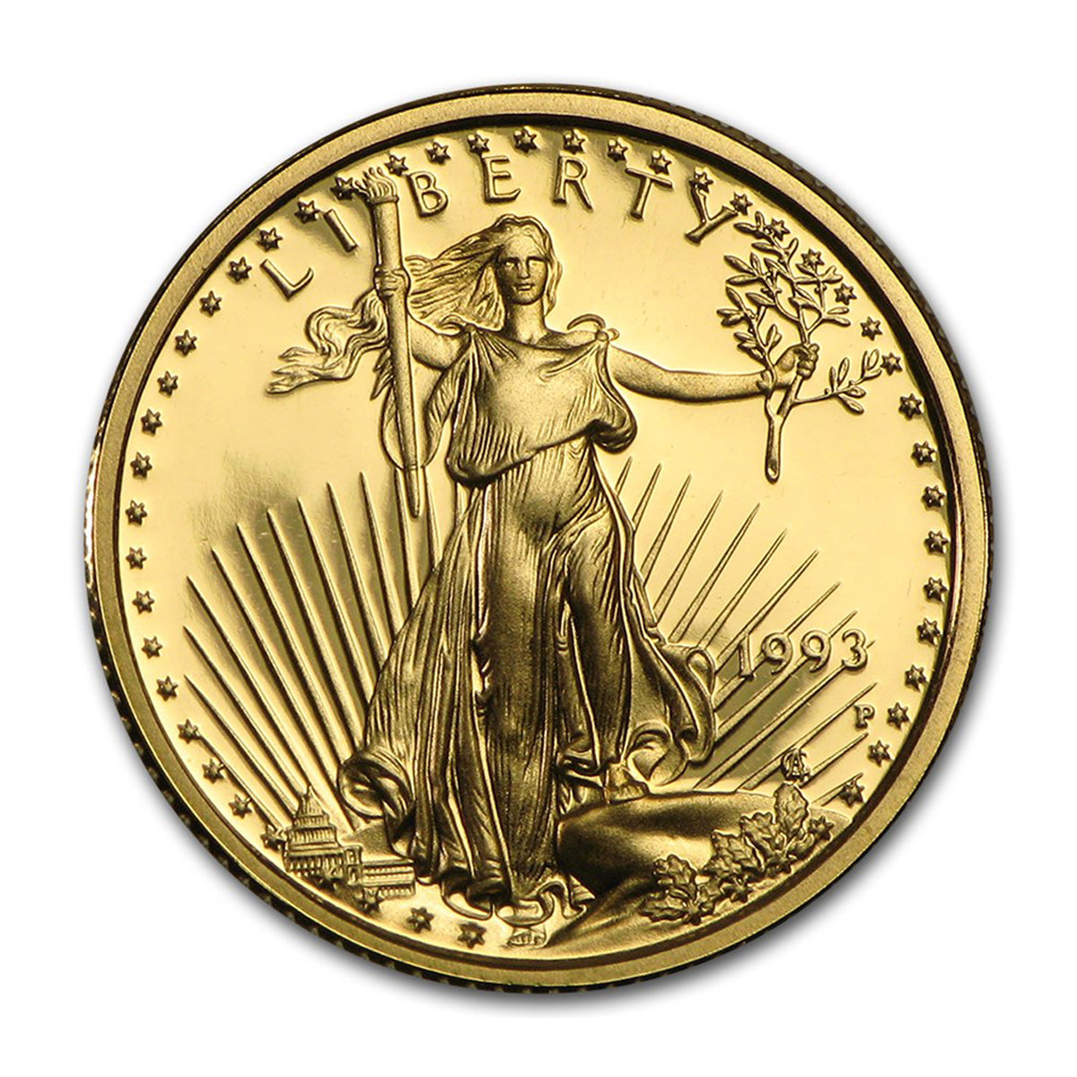 1993-P USA $5 Proof American Gold Eagle 1/10oz Gold w Box & COA