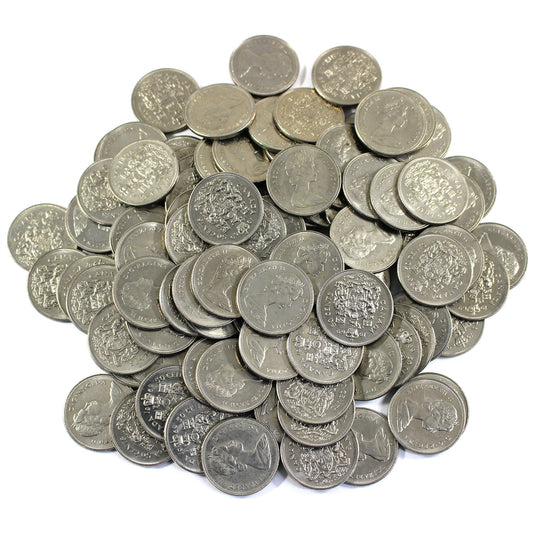 Lot of 100x 1969 Canada Nickel 50-cents, 100Pcs
