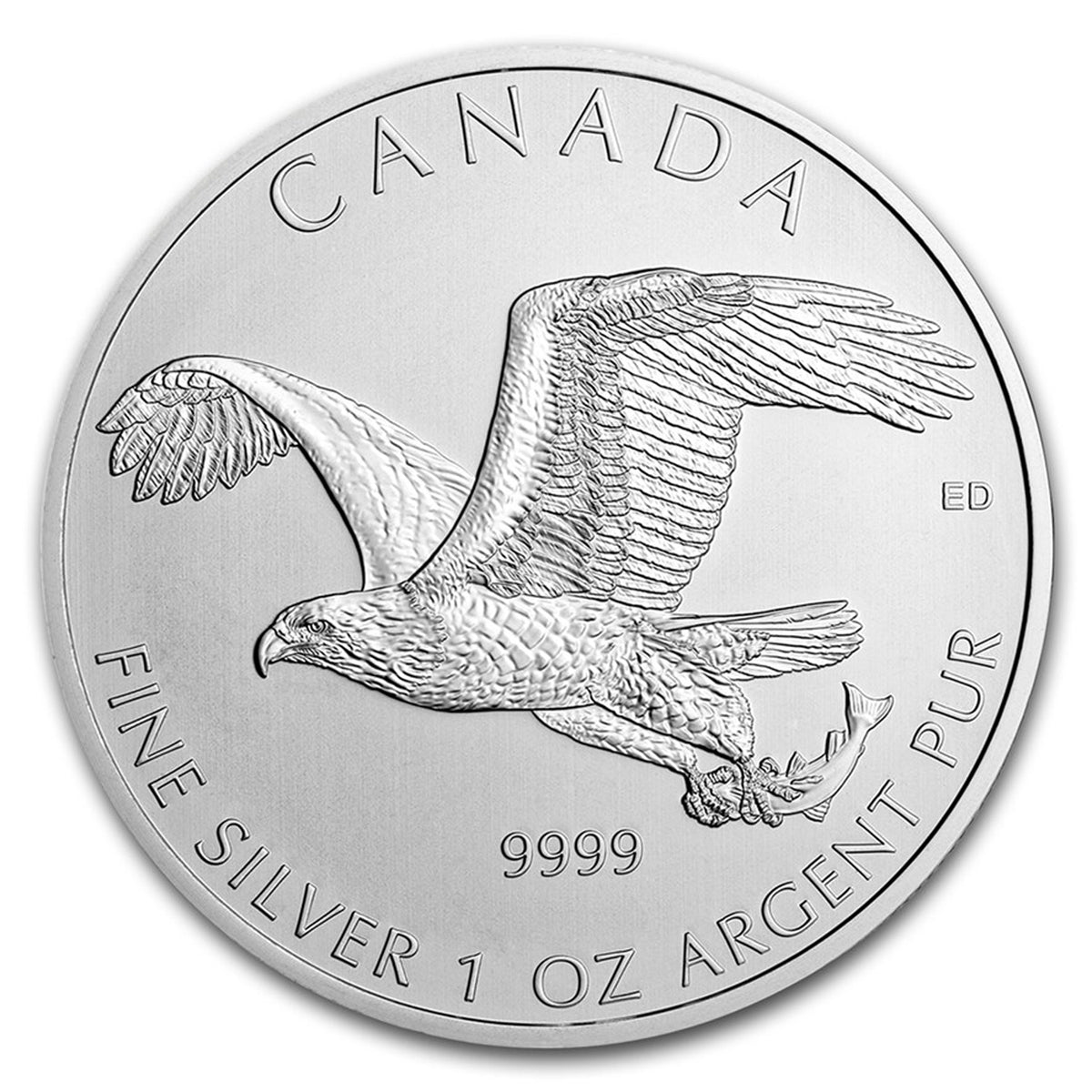 2014 Canada $5 Birds of Prey: Bald Eagle 1oz Silver Coin (No Tax) Lightly Toned