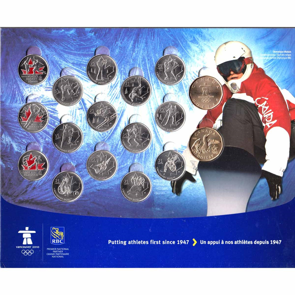 2007-2010 Vancouver Olympics 17-Coin Set in RBC Display Board (Some Coloured)