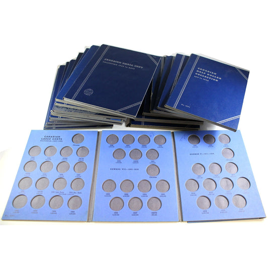 Group Lot of Gently Used Vintage Canadian Whitman Blue Coin Folders. Guaranteed all different. 10pcs.