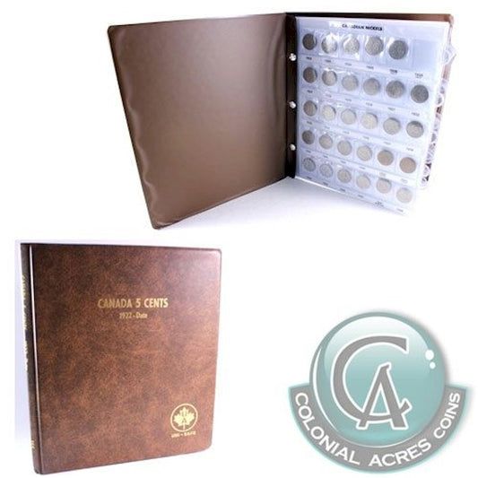 1922 to 2025 Canada 5 Cents & Deluxe Brown Folder (110 Coins)