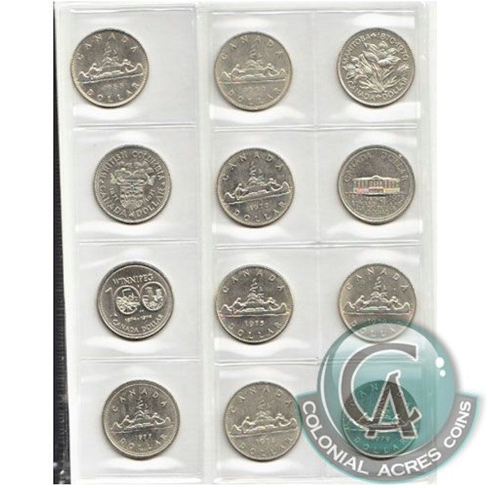 1968 to 1987 Canada $1 collection in Kaskade Collector Album (23 coins)