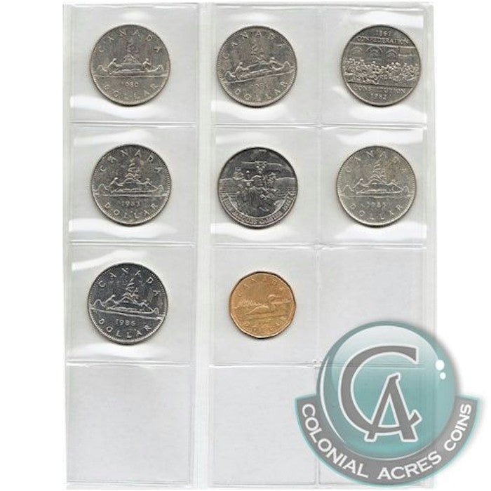 1968 to 1987 Canada $1 collection in Kaskade Collector Album (23 coins)