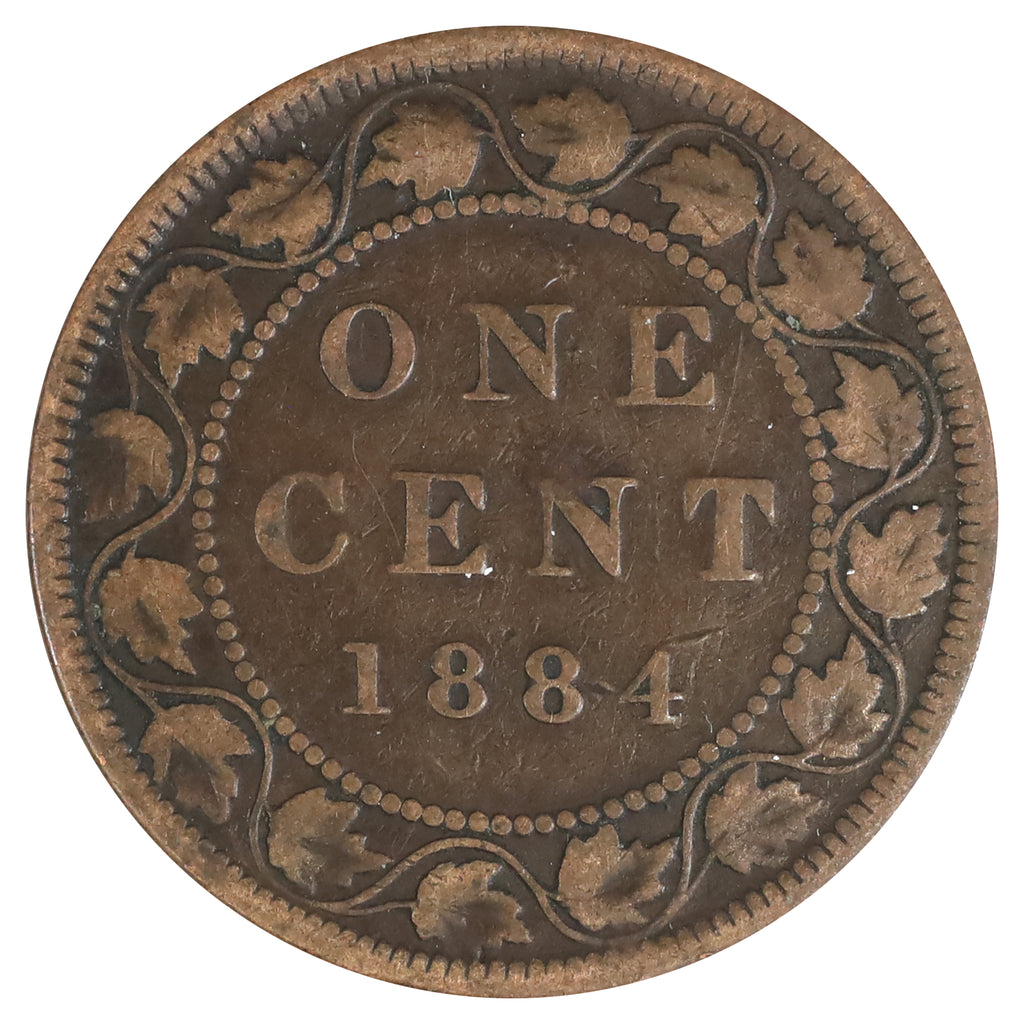 1884 Obv. 2 Canada 1-cent VG-F (VG8) Scratched, marks, or impaired