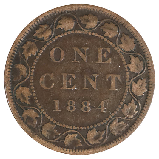 1884 Obv. 2 Canada 1-cent VG-F (VG8) Scratched, marks, or impaired