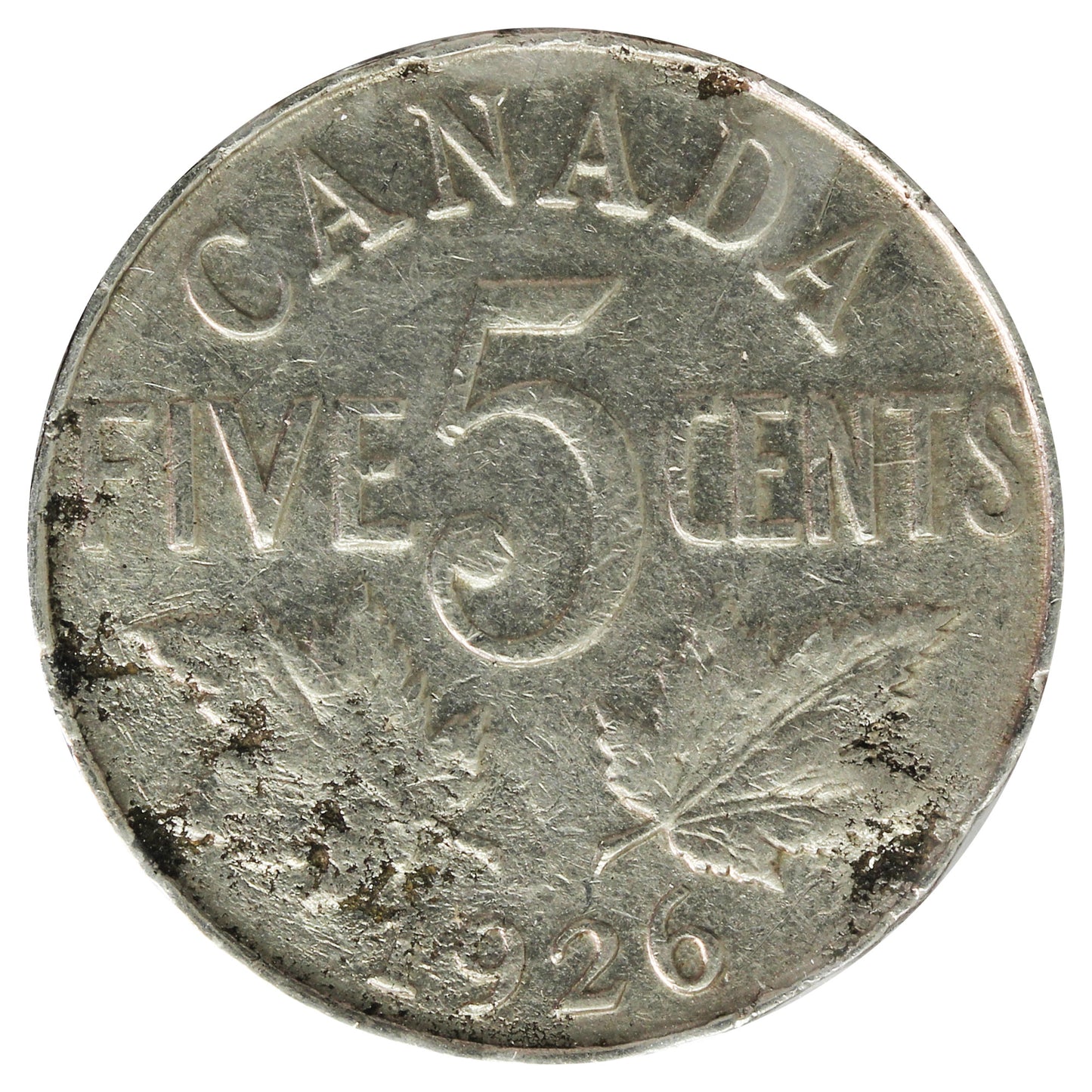 1926 Far 6 Canada 5-cents Very Fine (VF-20) Impaired