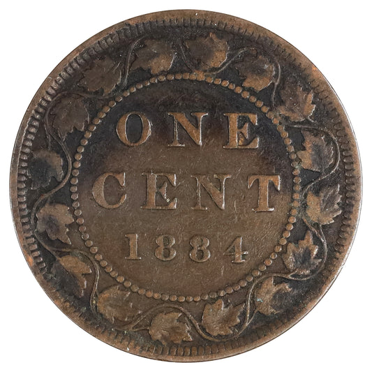 1884 Obv. 2 Canada 1-cent Fine (F12) Scratched, marks, or impaired