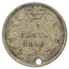 1858 Canada 10-cents Extra Fine (EF-40) Hole