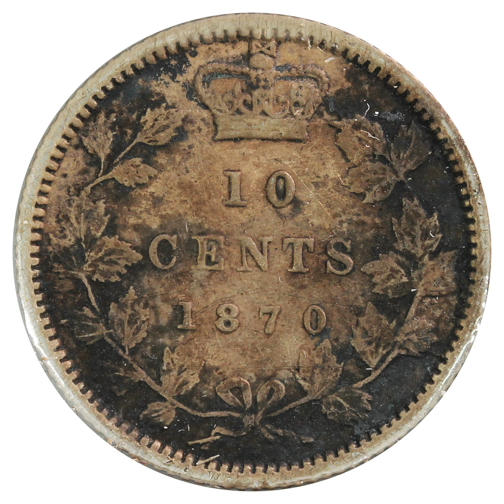 1870 Narrow 0 Canada 10-cents Very Fine (VF20) Impaired