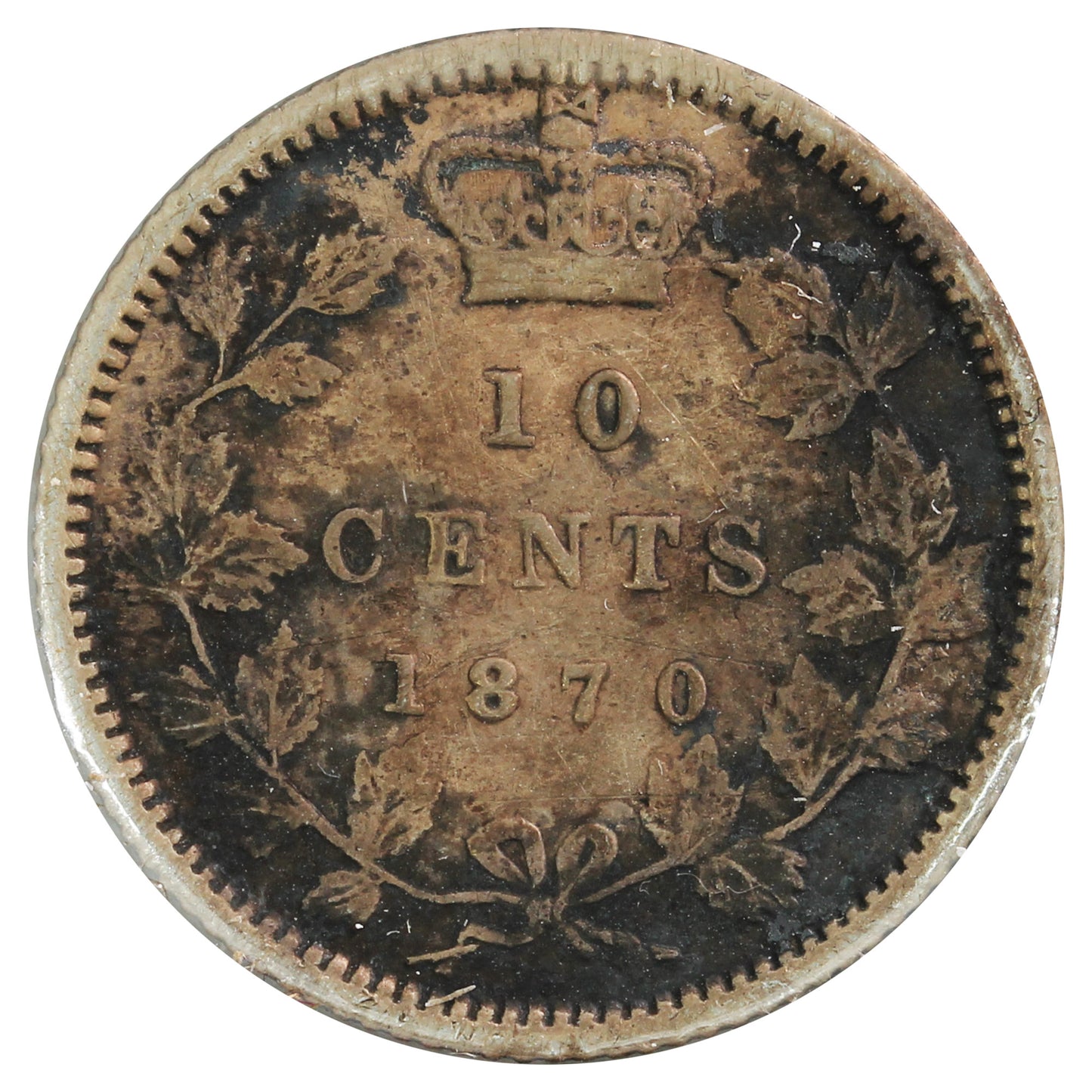 1870 Narrow 0 Canada 10-cents Very Fine (VF20) Impaired
