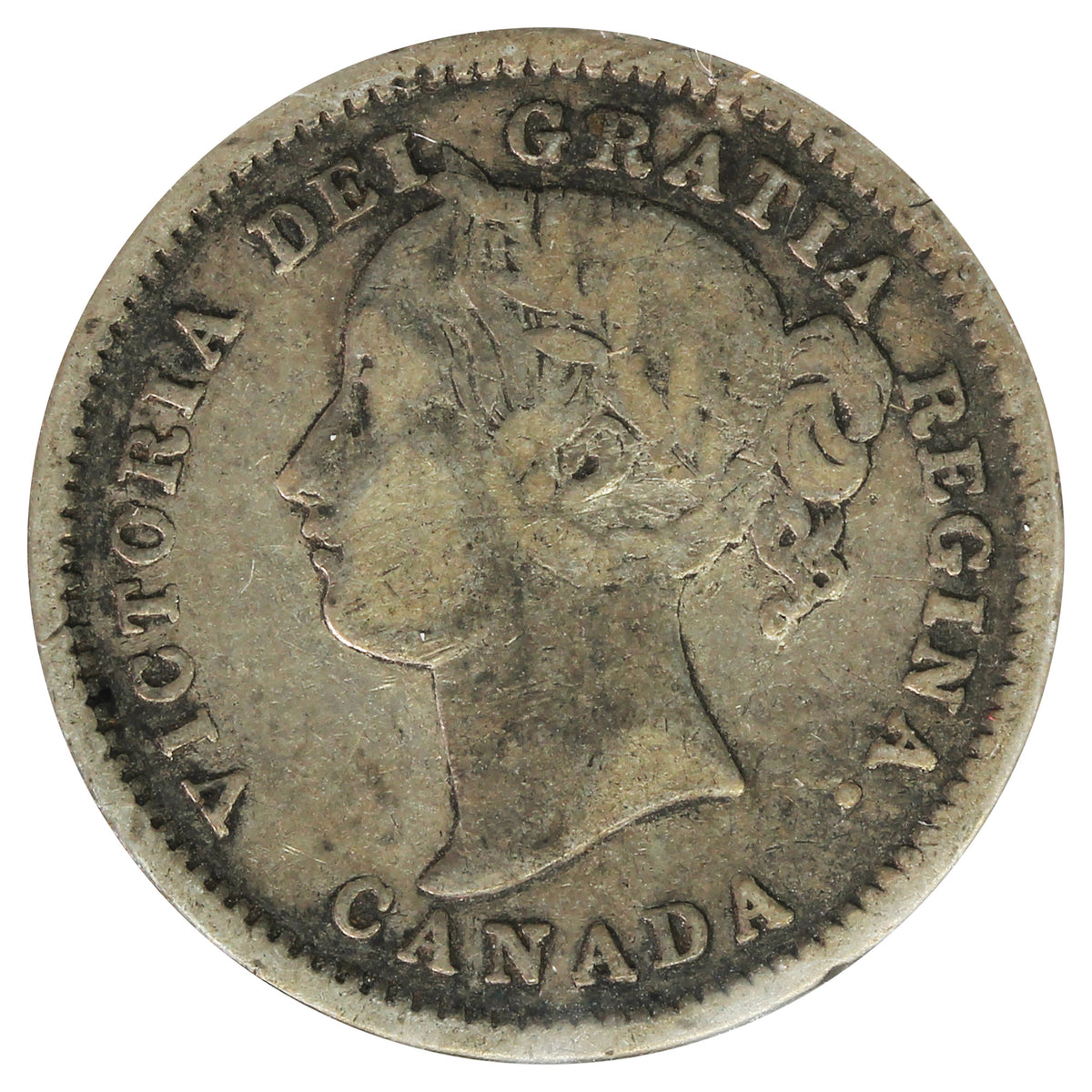 1871H Canada 10-cents Fine (F12) Impaired