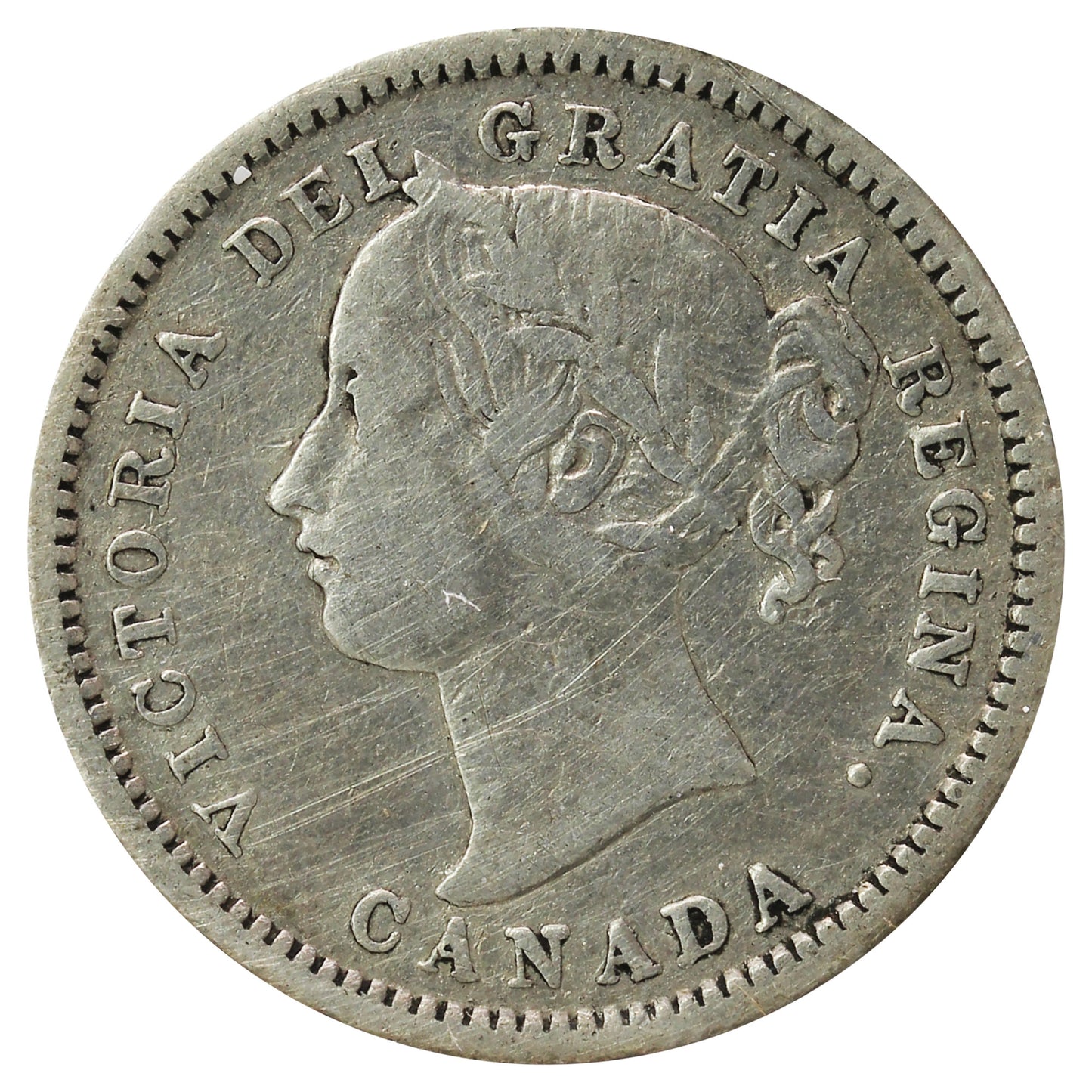 1874H Canada 10-cents F-VF (F-15) Scratched