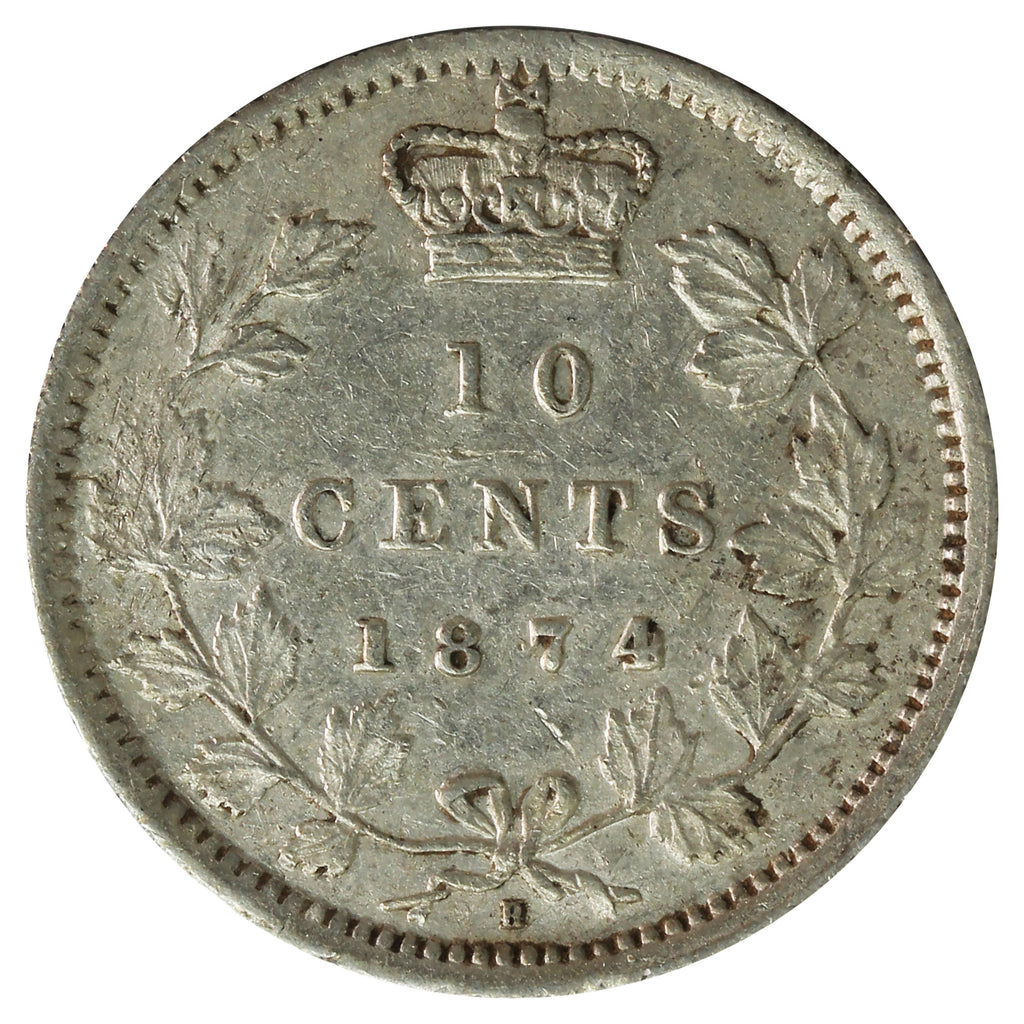 1874H Canada 10-cents Extra Fine (EF40) Scratched, marks, or impaired